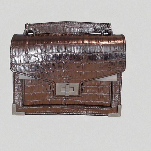 The Kooples bronze crocodile embossed leather crossbody - Picture 1 of 8